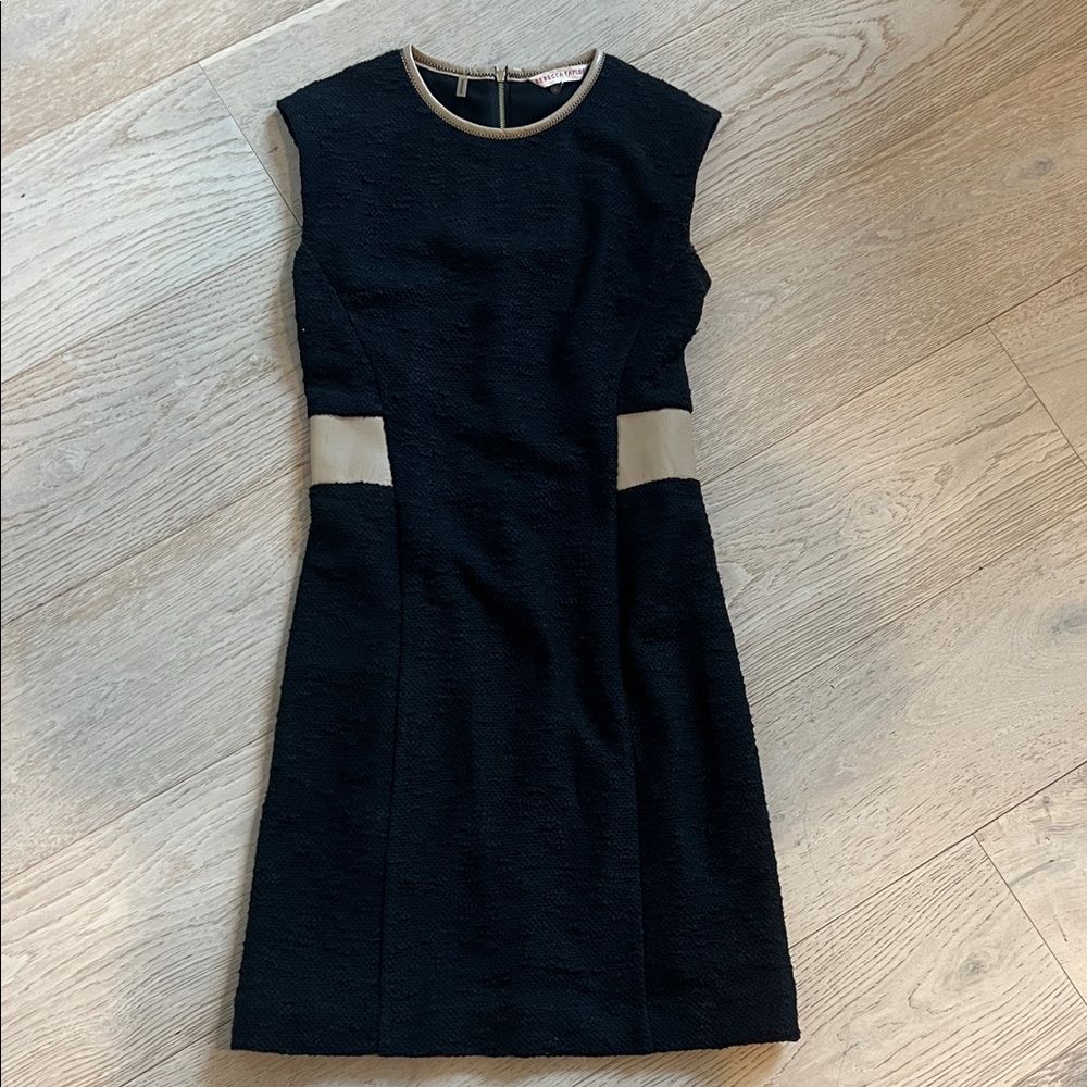 Rebecca Taylor - Elegant Black and Tan Leather Dress - Size 2